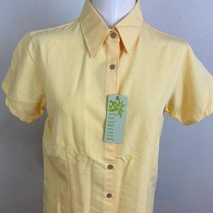 Cubavera Boutique Rayon Yellow Strip Women Blouse